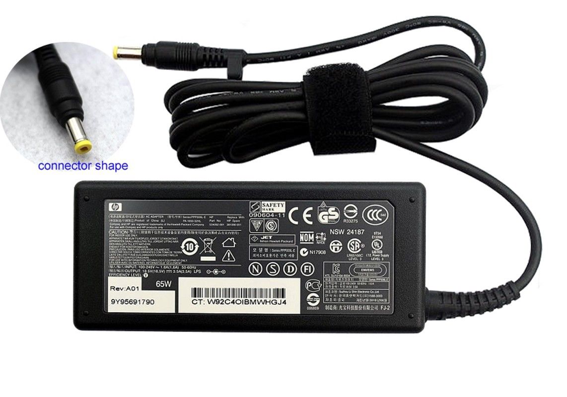Sạc laptop HP – Compaq 18.5V-3.5A (Đầu Vàng) - ZIN