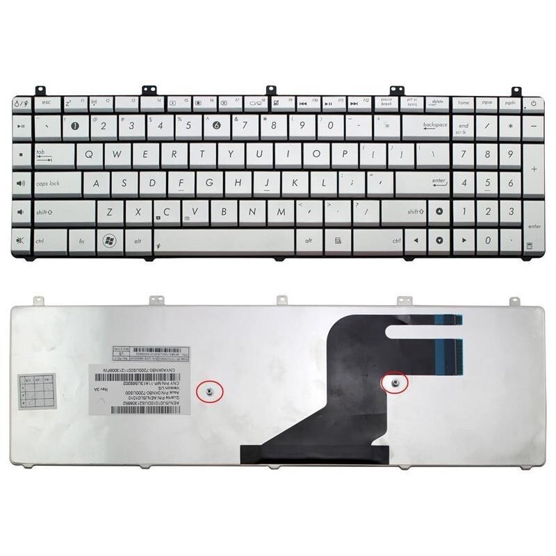 Bàn phím laptop Asus N55 N55S N55X N57 N75 N75S N75SL màu bạc