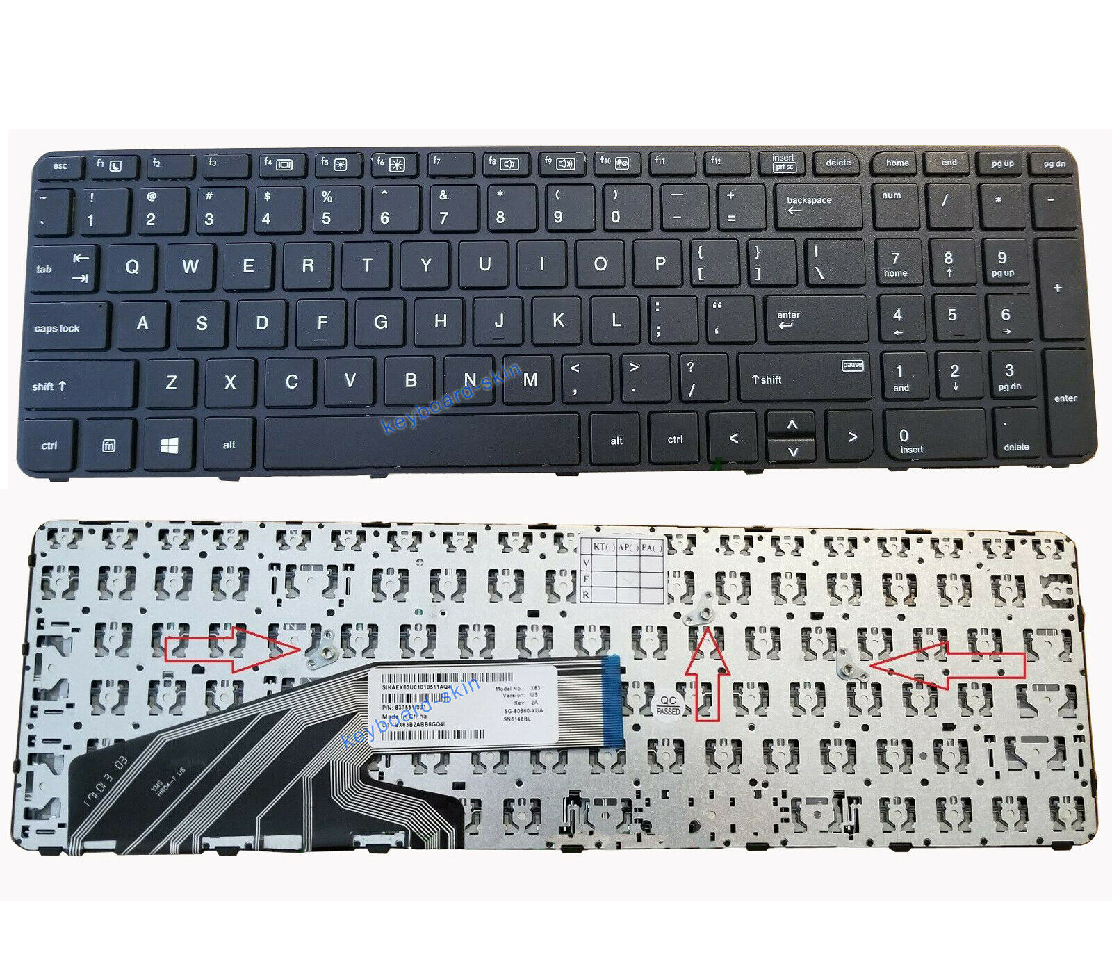 Bàn phím laptop HP Probook 450 G3, 450 G4, 455 G3, 470 G3, 650 G2, 650 G3, 655 G2, 655 G3 (Không chuột)