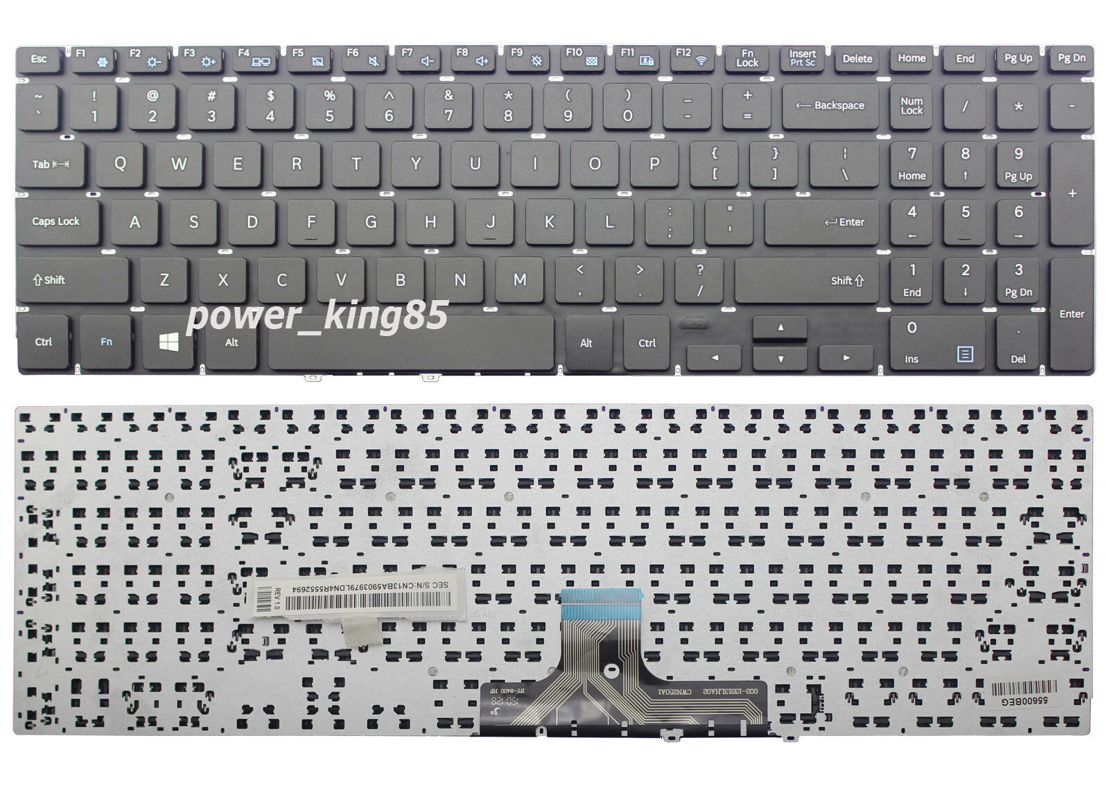 Bàn phím laptop Samsung NP500R5K, NP500R5H, NP500R5L, NT300E5K (RENEW, BH 6TH, nút Lên Xuống nhỏ, cáp thẳng)
