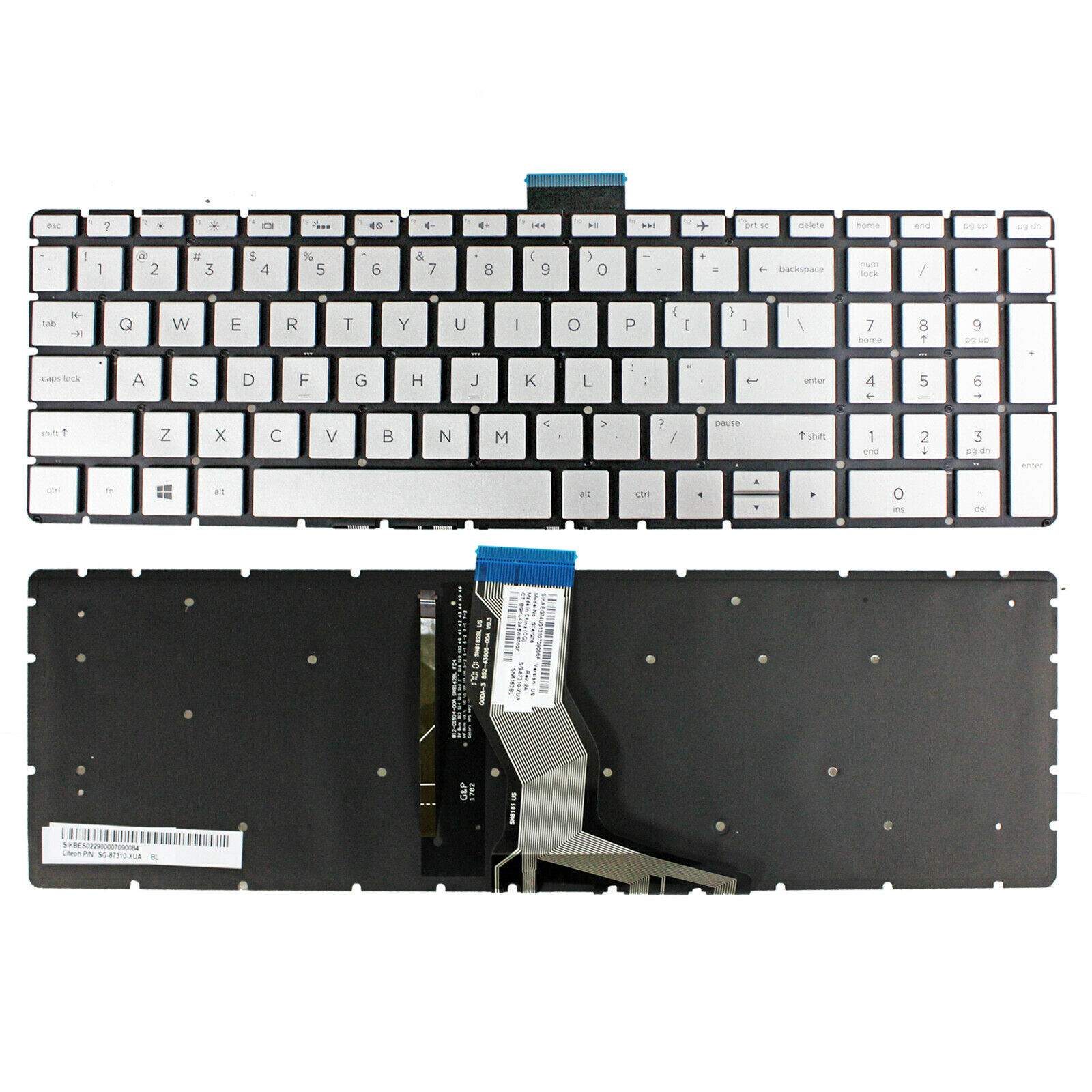 Bàn phím laptop HP Pavilion 15-bs000, 15-bu000, 15-bw000, 15-cc000, 15-cd000, 15s-fq000, 15-dy000, 15-ef000, 17-by000, 17-bs000 BẠC (LED, BH 6TH) *Nút Delete vuông*