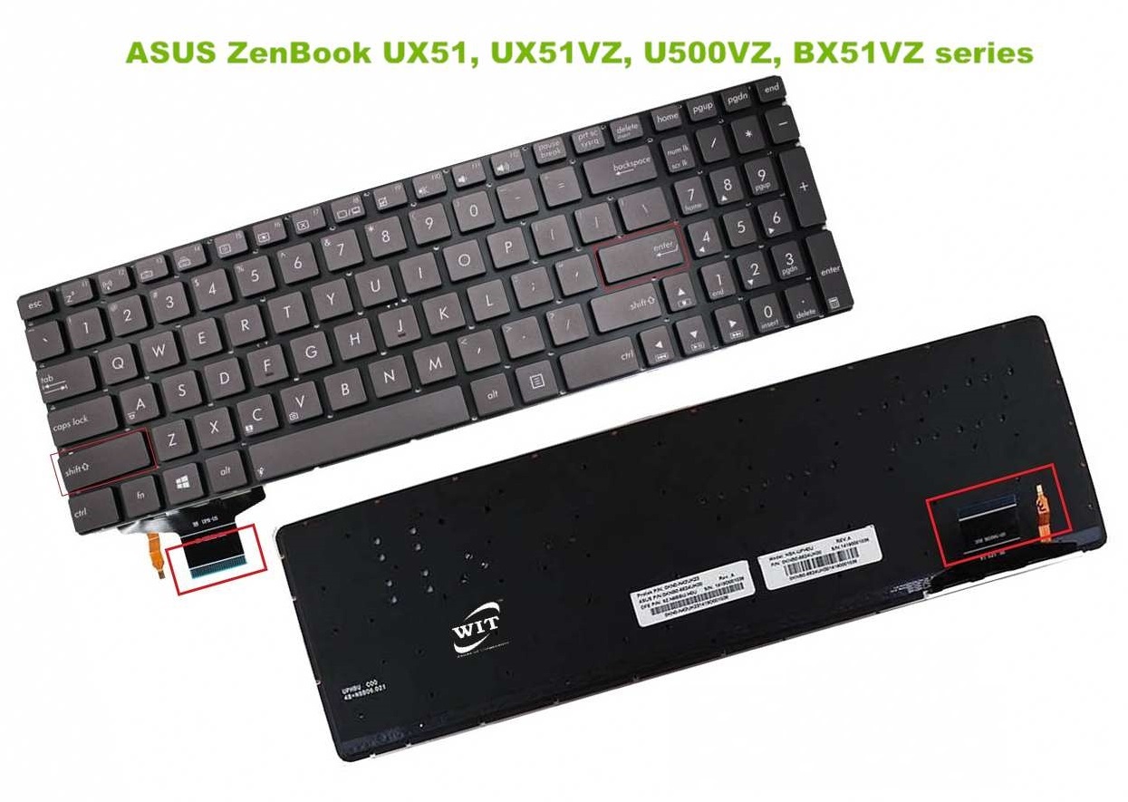 Bàn phím laptop Asus U500, U500V, U500VZ, UX51, UX51VZ (LED, bảo hành 6 tháng)