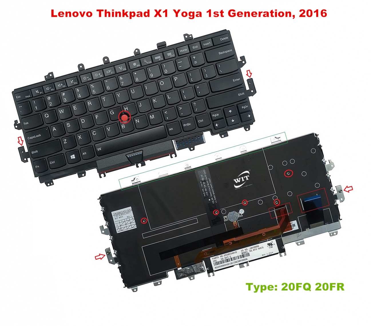 Bàn phím laptop Lenovo ThinkPad X1 Yoga Gen 1 (20FQ, 20FR) (Core i thế hệ 6) Renew (BH 6TH)