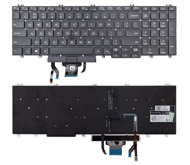 Bàn phím laptop Dell Latitude 5501, 5500, 5510, 5511, Precision 3500, 3501, 3540, 3541 phím 19 nút, thanh chuột trái phải lồi T (LED, BH 6TH)