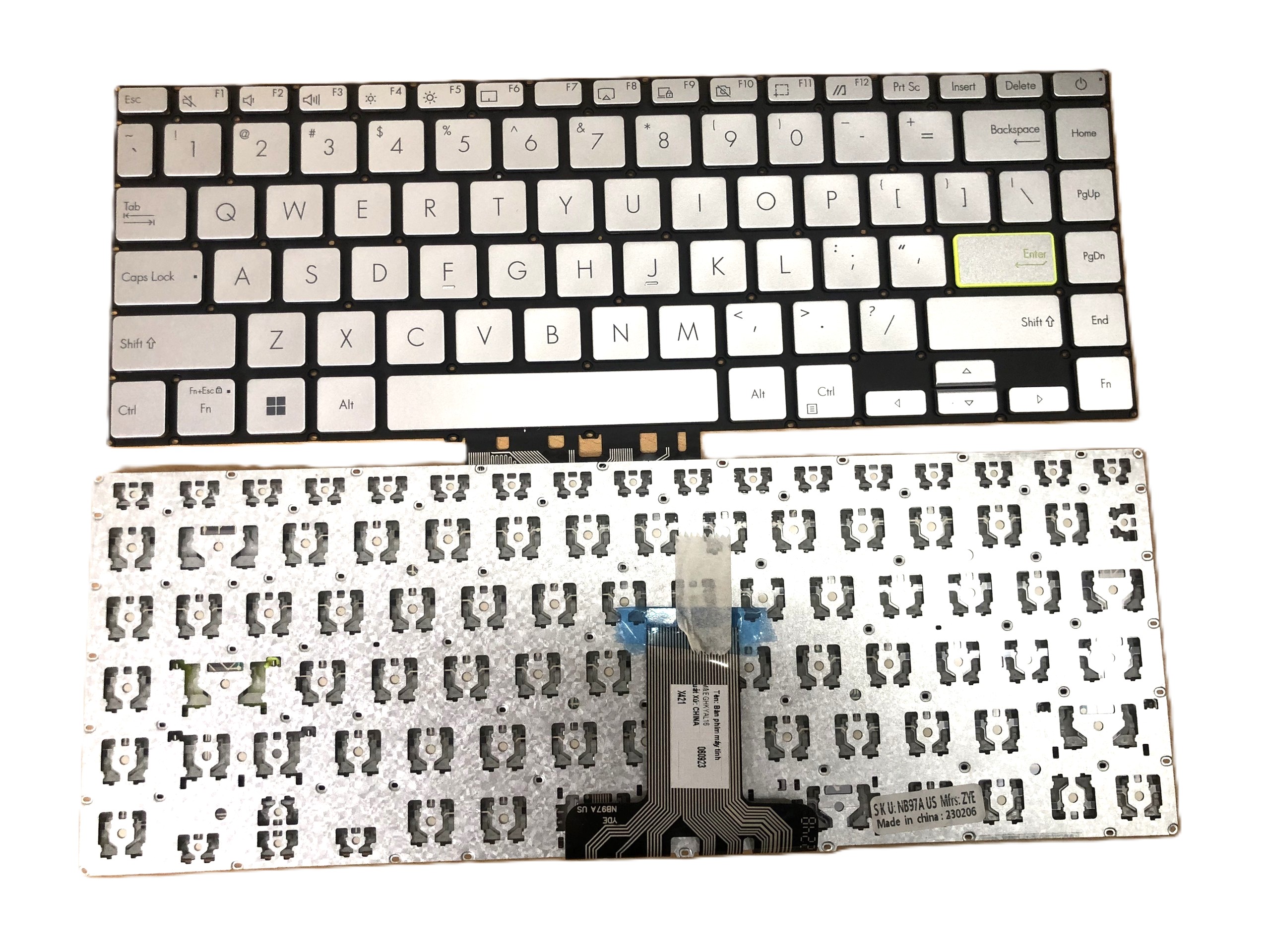 Bàn phím laptop Asus Vivobook S14 S433, X421, M433, A415, TM420 BẠC (ENTER viền vàng)