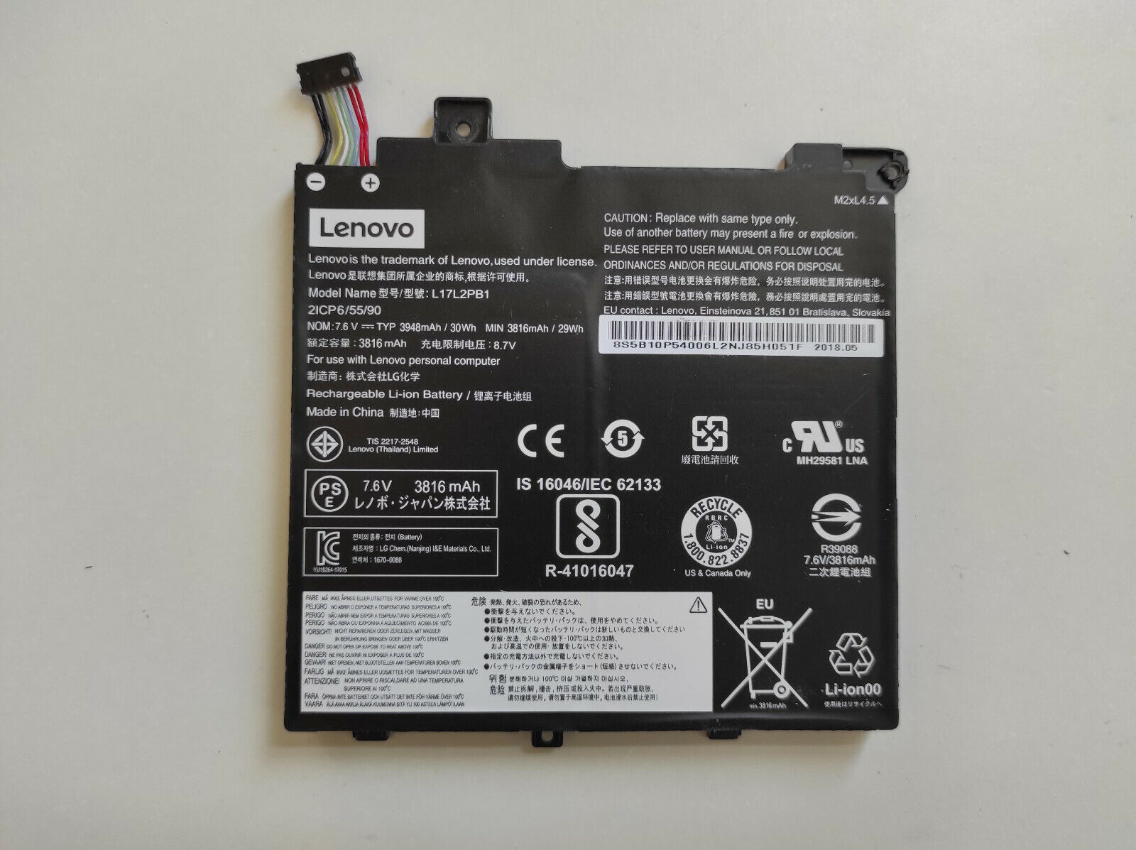 Pin laptop Lenovo V130‑14IKB, V330‑14IKB – L17C2PB1 (2 cell ~30 Wh)
