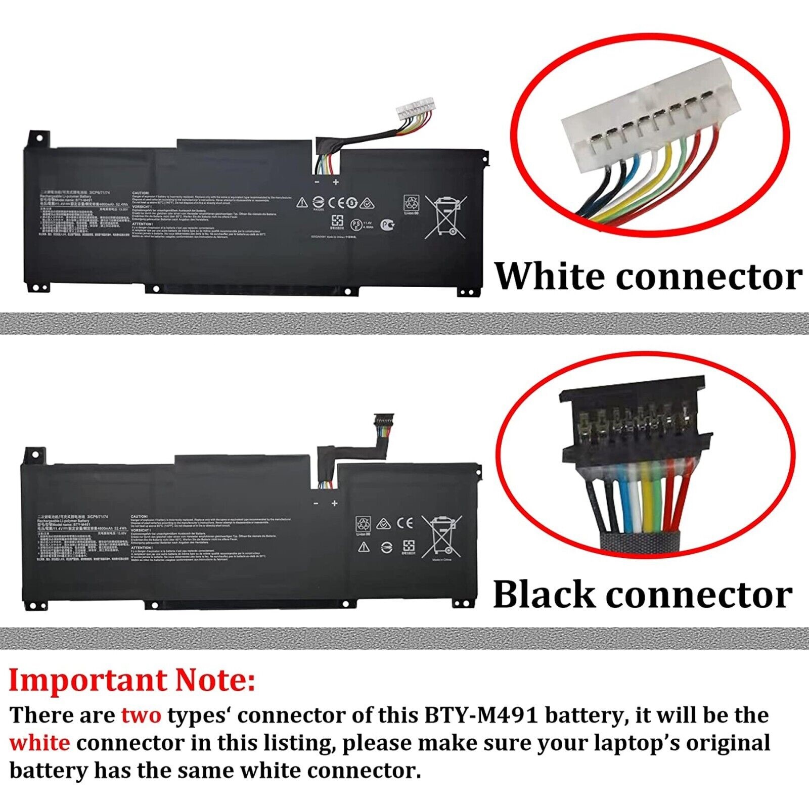 Pin laptop MSI Modern 15 A10M, A11M, Summit B15, Stealth 15M - BTY-M491 (3 cell, jack đen)