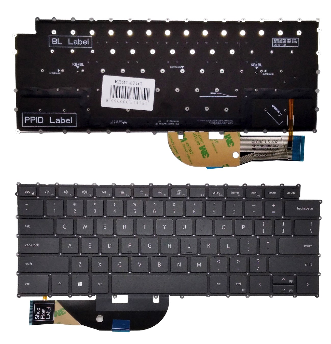 Bàn phím laptop Dell XPS 15 9500, 9510, 9520, 9700, 9710, 9720 (LED, BH 6TH)