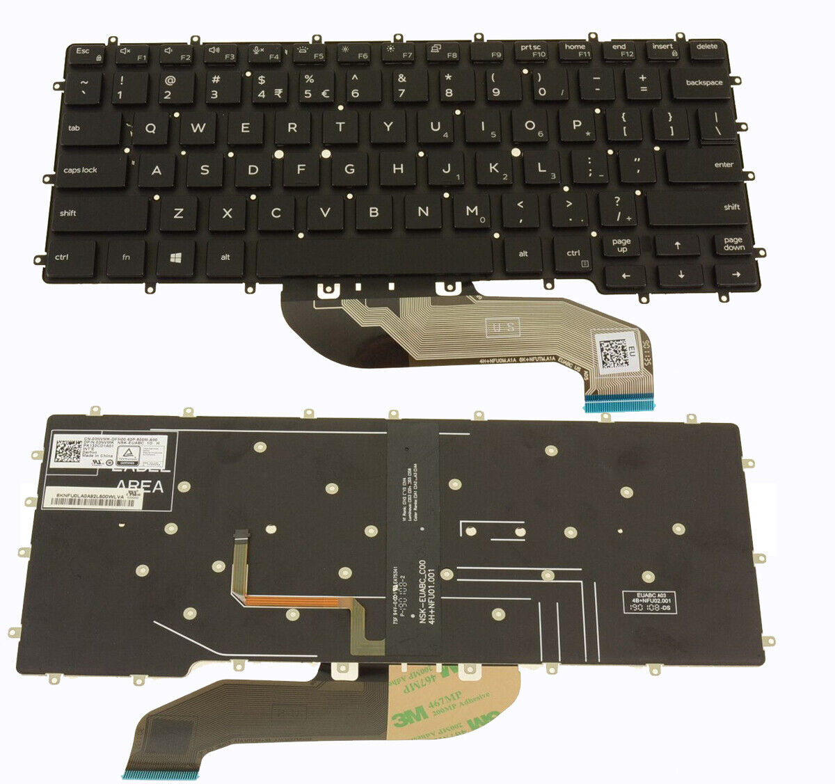 Bàn phím laptop Dell Latitude 7400 (2-in-1), 9410 (2-in-1), mã 0NNGCR, 0476JH (LED, BH 6TH)