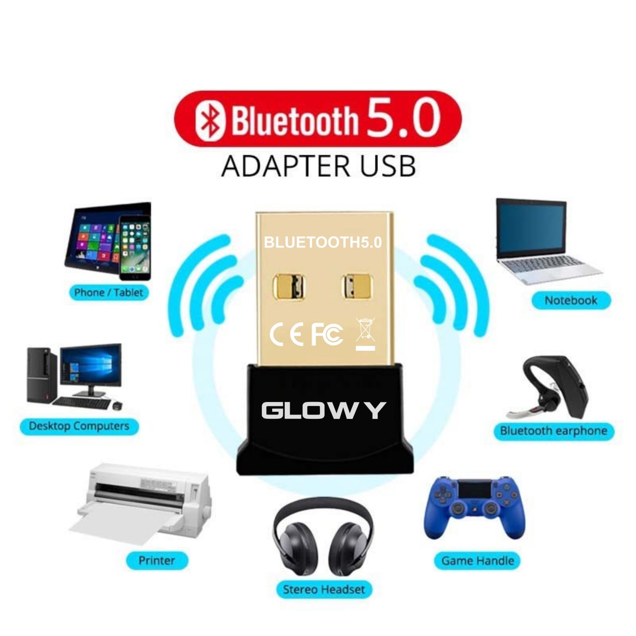 Usb Bluetooth Glowy Gl508 (5.0)
