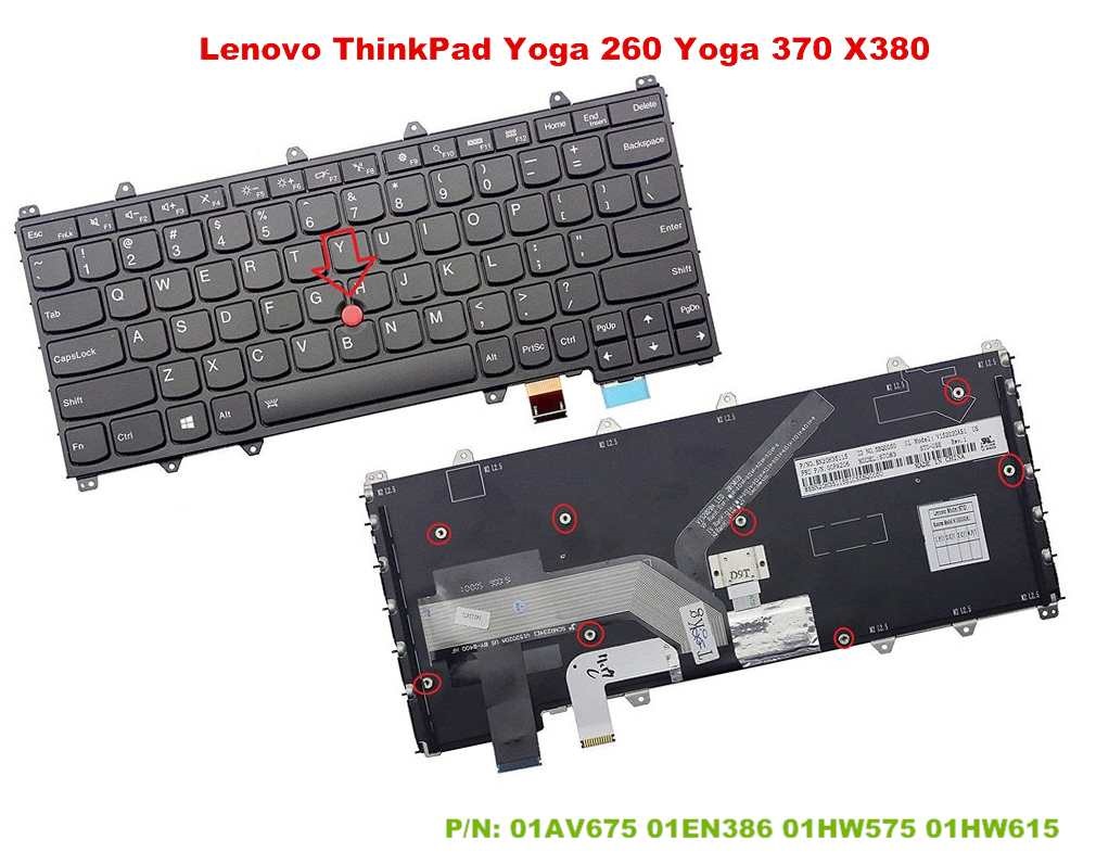 Bàn phím laptop Lenovo ThinkPad Yoga 260, Yoga 370, X380 Yoga (LED, BH 6TH)