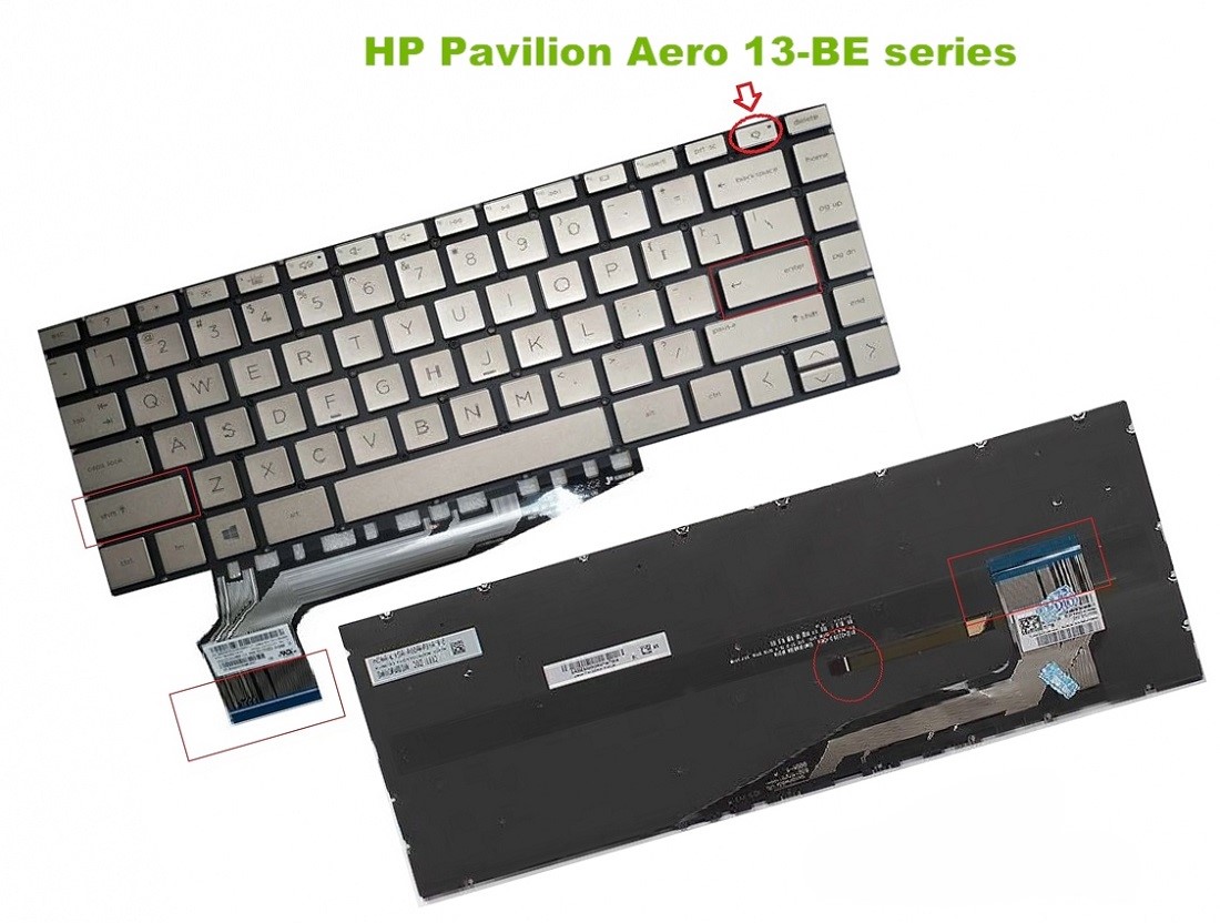 Bàn phím laptop HP Pavilion 13-be000, 13-be0755ng, 13-be0034na, 13-be0227od, 13-be0500la, TPN-W152 Vàng (LED, BH 6TH)