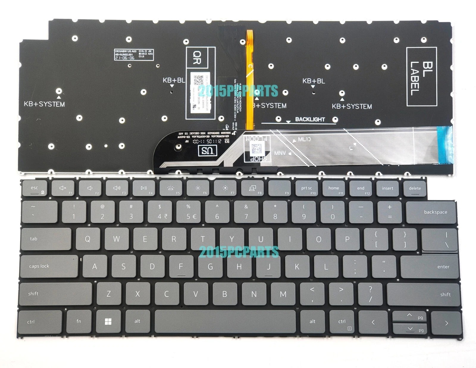 Bàn phím Dell Inspiron 14 Plus 7420, 7425, 7430, Inspiron 16 5620, 5625, 5630, 5635, 7620, 7625, 7630, 7635 & Vostro 5310, 5320, 5410, 5415 có LED, màu xám trắng – nút LXTP lớn (GEN 10, GEN 11, BH 6TH)